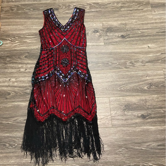 Babeyond red flapper 1920’s Great Gatsby dress size M - Picture 6 of 7